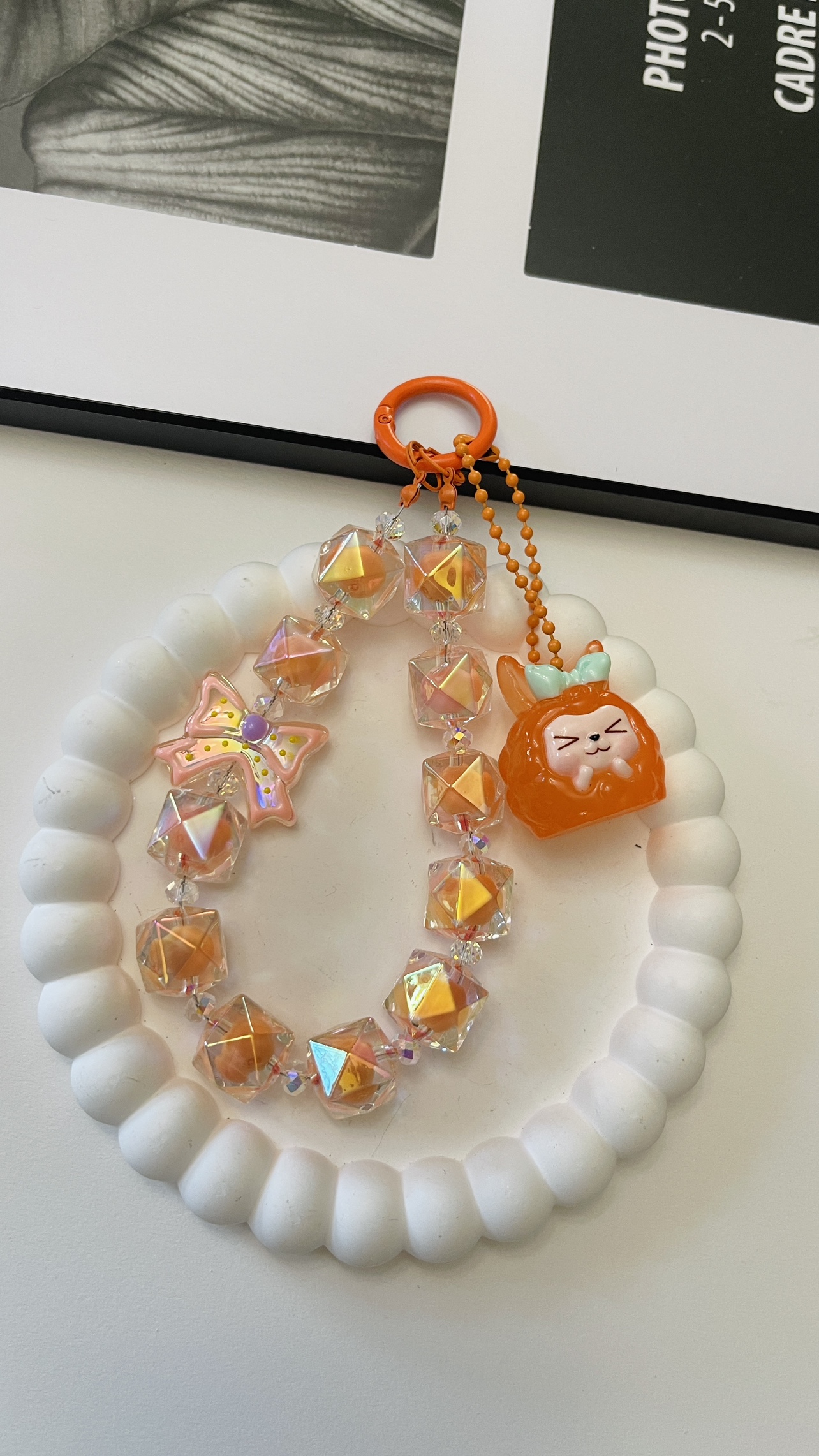 Cute beaded keychain with animal charm - photo 4