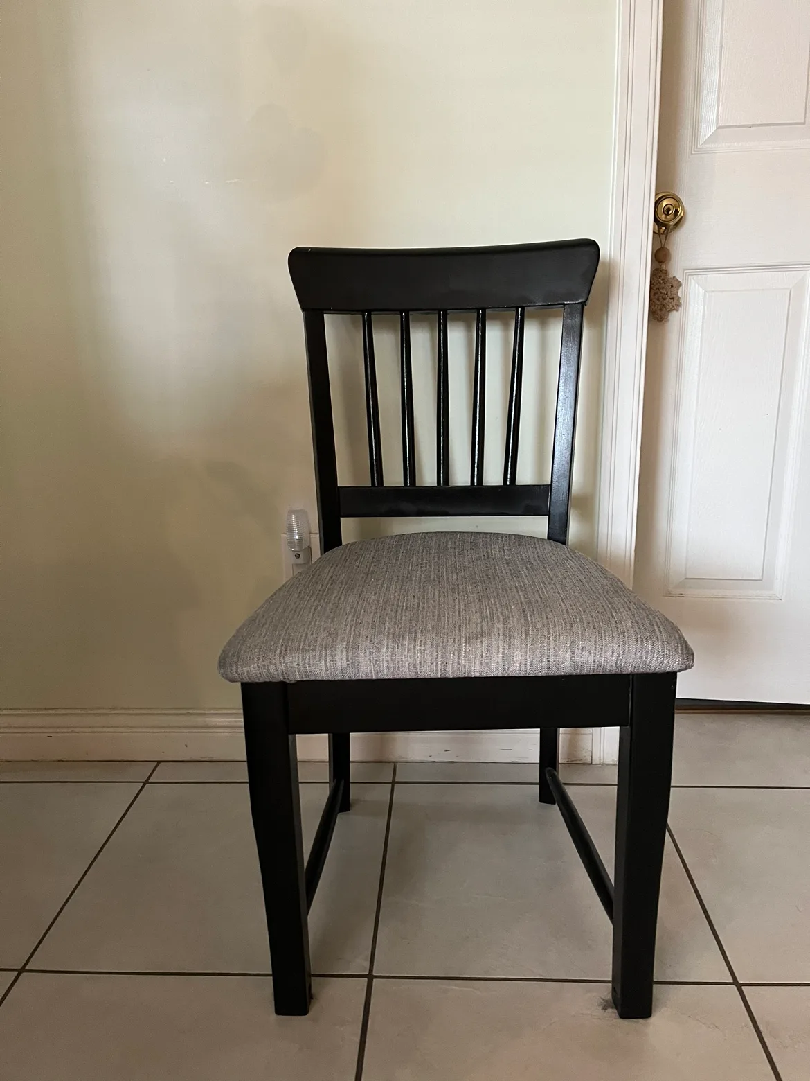 Black Dining Chair with Grey Fabric Seat thumbnail