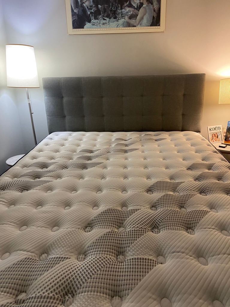 Queen Serta Mattress like New with box spring and bed frame - photo 2