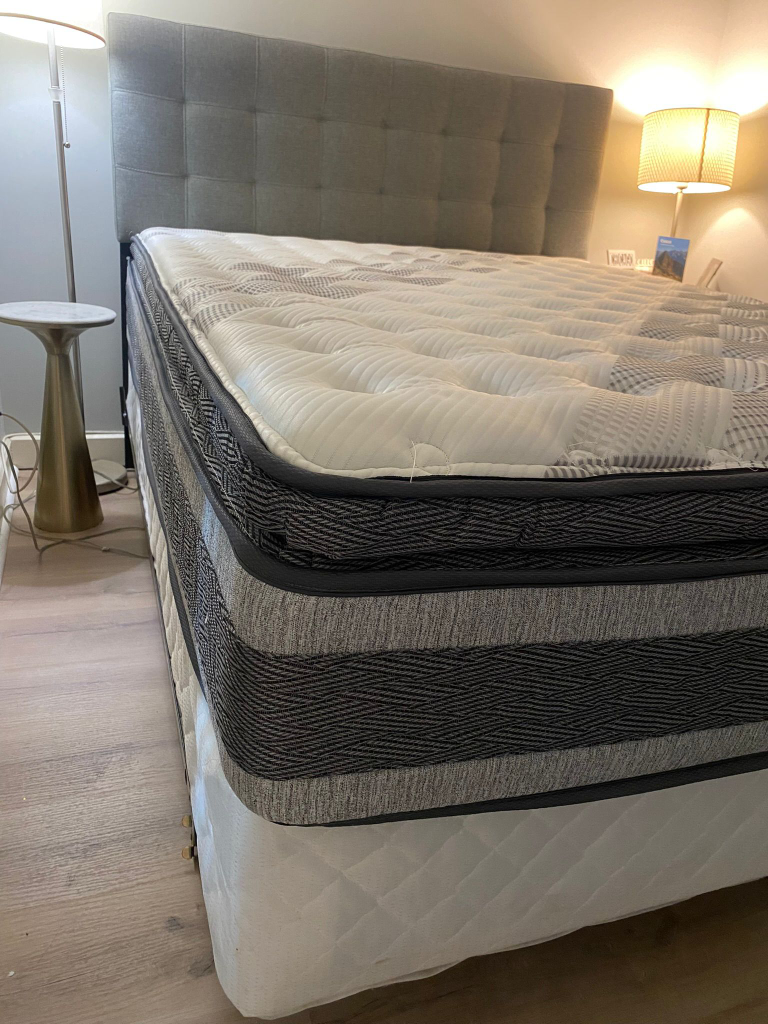 Queen Serta Mattress like New with box spring and bed frame - photo 3