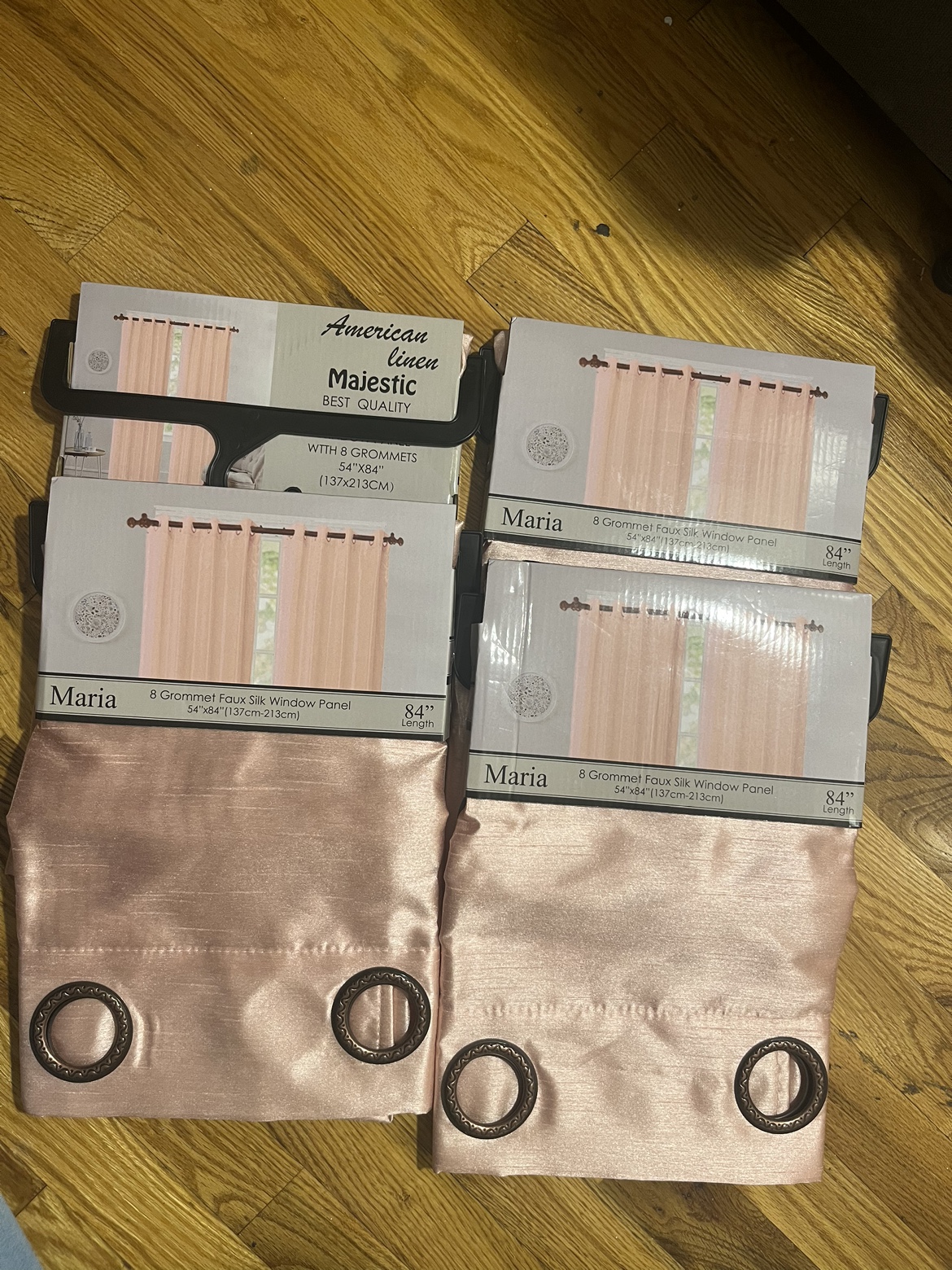 Pink Faux Silk Grommet Curtains