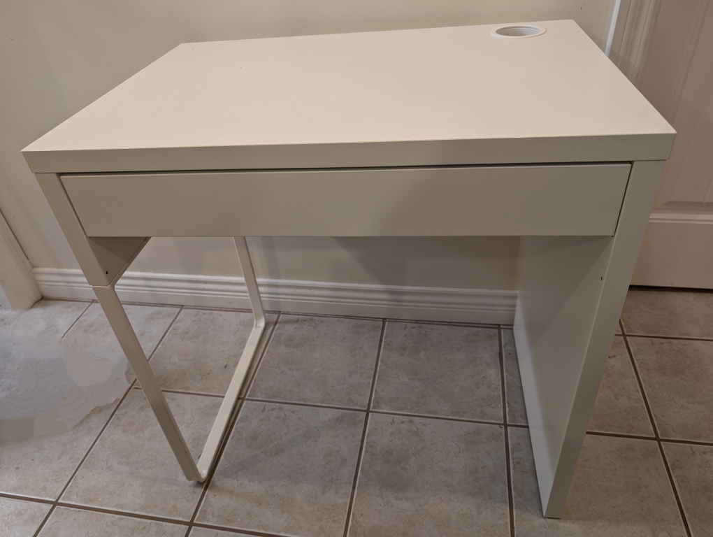 White Ikea Desk with Drawer