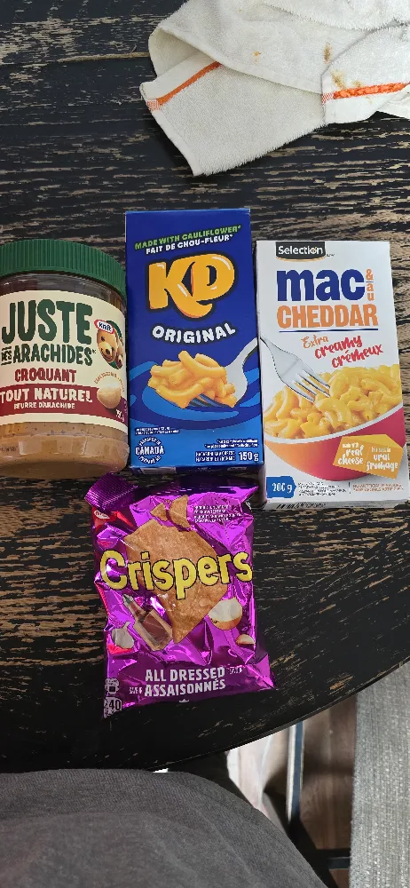Kraft Peanut Butter, KD Mac and Cheese, and Crispers Chips thumbnail