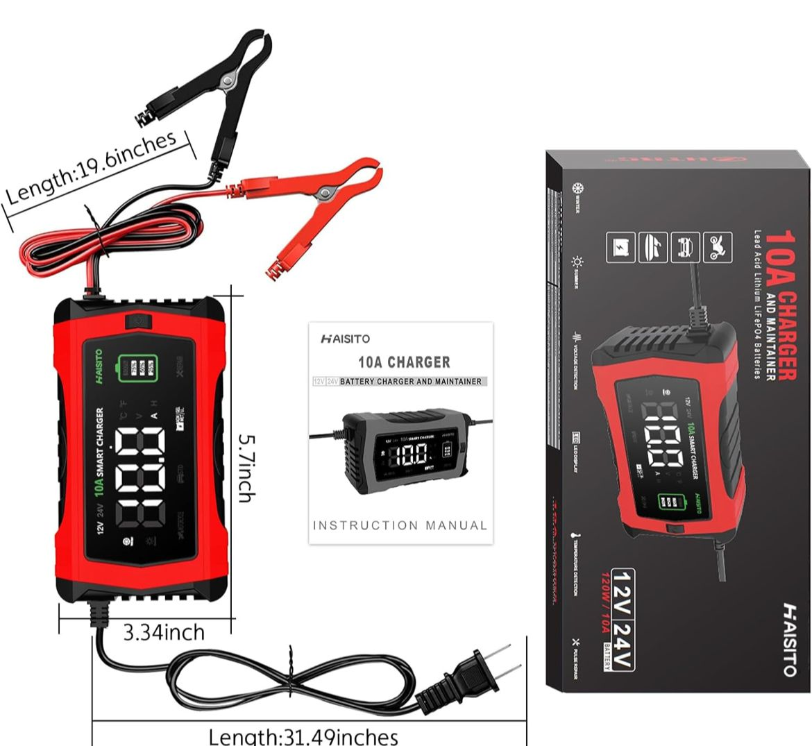 10A Smart Battery Charger and Maintainer