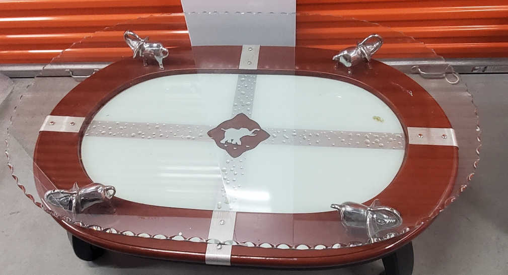 Glass Top Coffee Table with Elephant Accents - photo 2