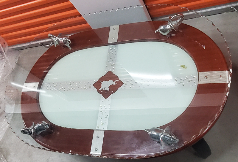 Glass Top Coffee Table with Elephant Accents - photo 3
