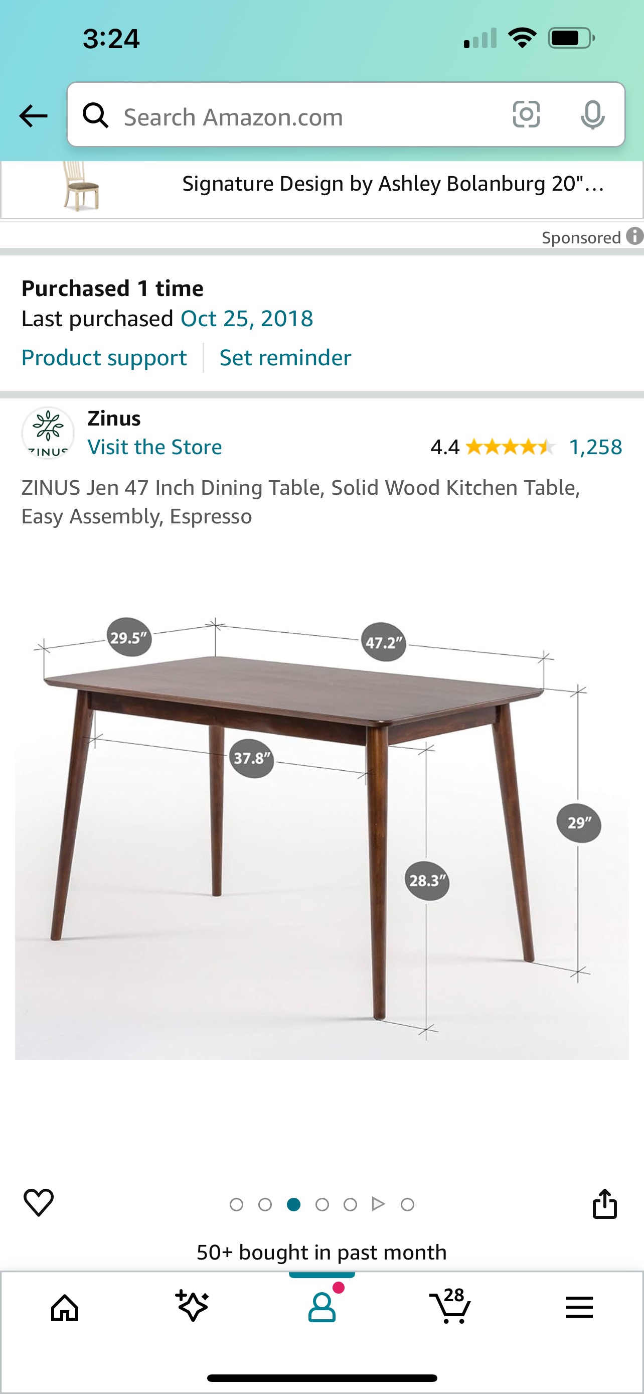 ZINUS Jen 47 Inch Dining Table