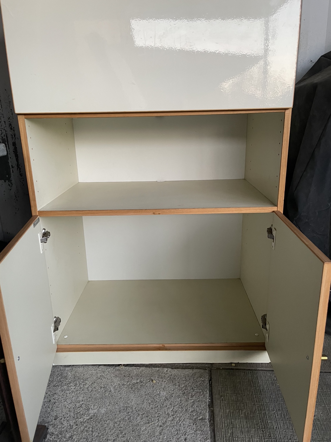 White Cabinet With Glass Doors & Lights - photo 2