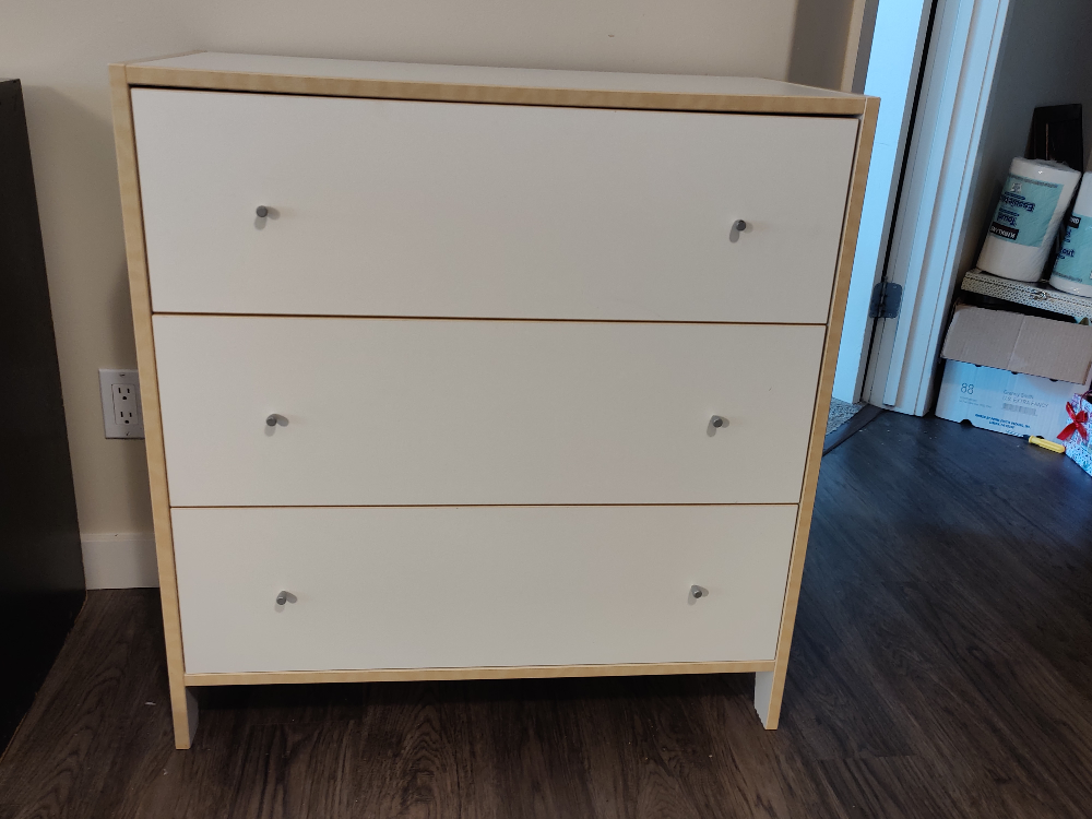 White Three Drawer Dresser