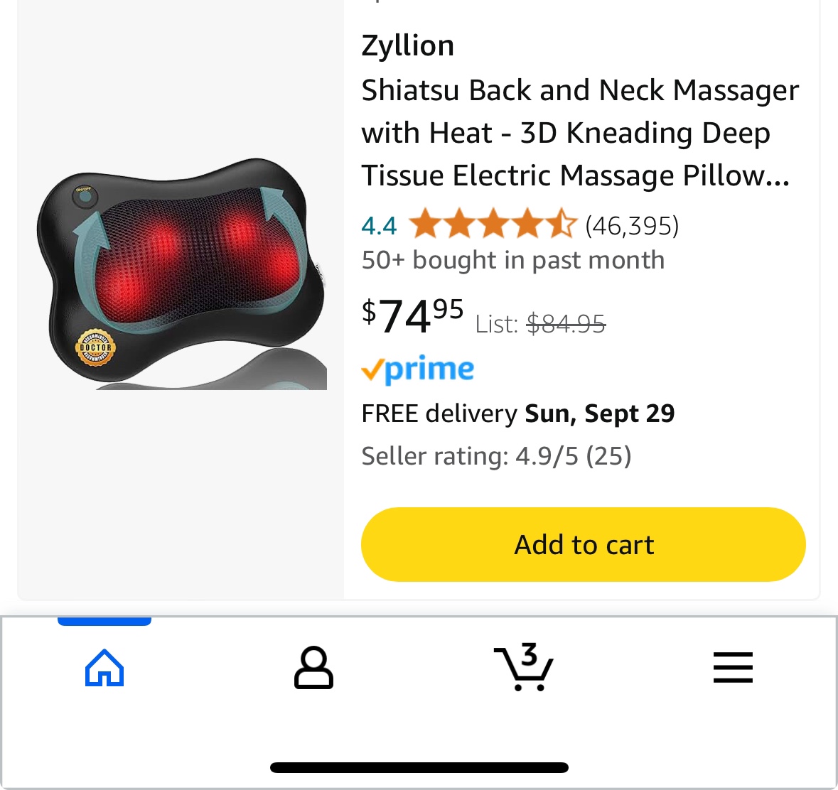 Zyllion Shiatsu Massage Pillow with Heat - photo 2