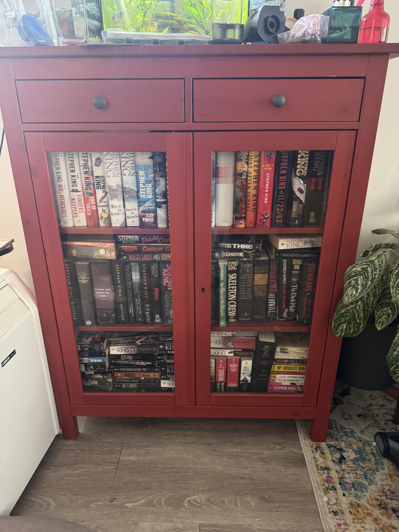 Red Bookcase with Glass Doors