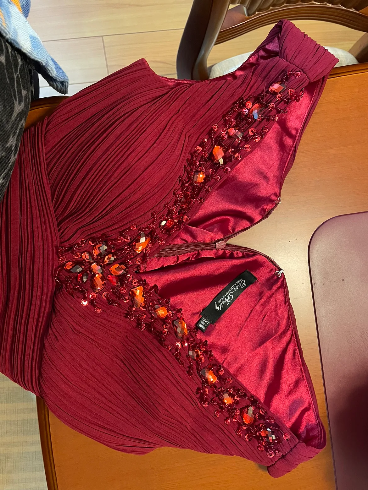Burgundy Formal Dress with Rhinestones image indicator(3)