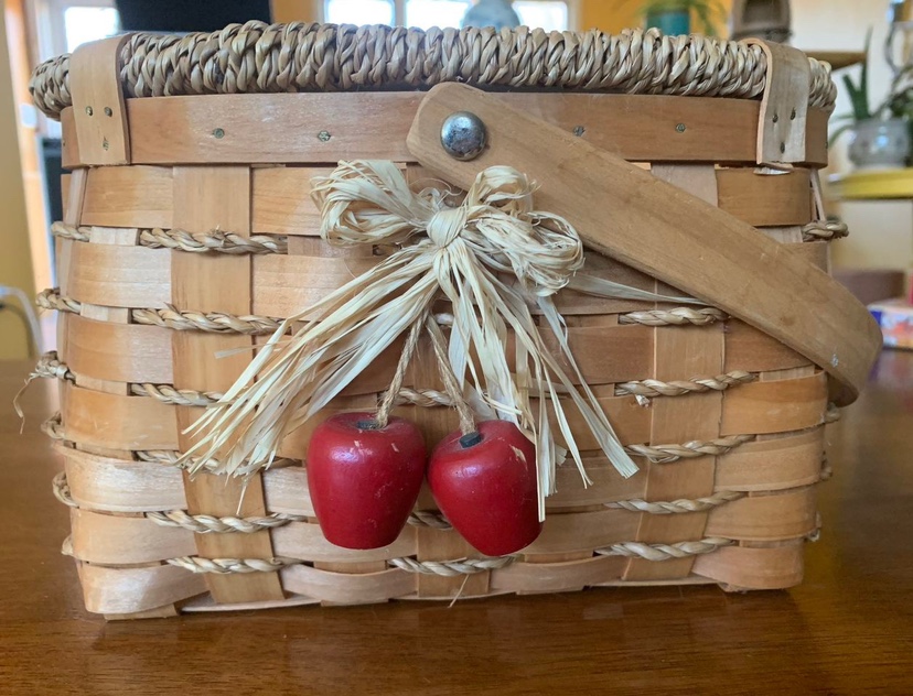 Wooden Basket with Cherries