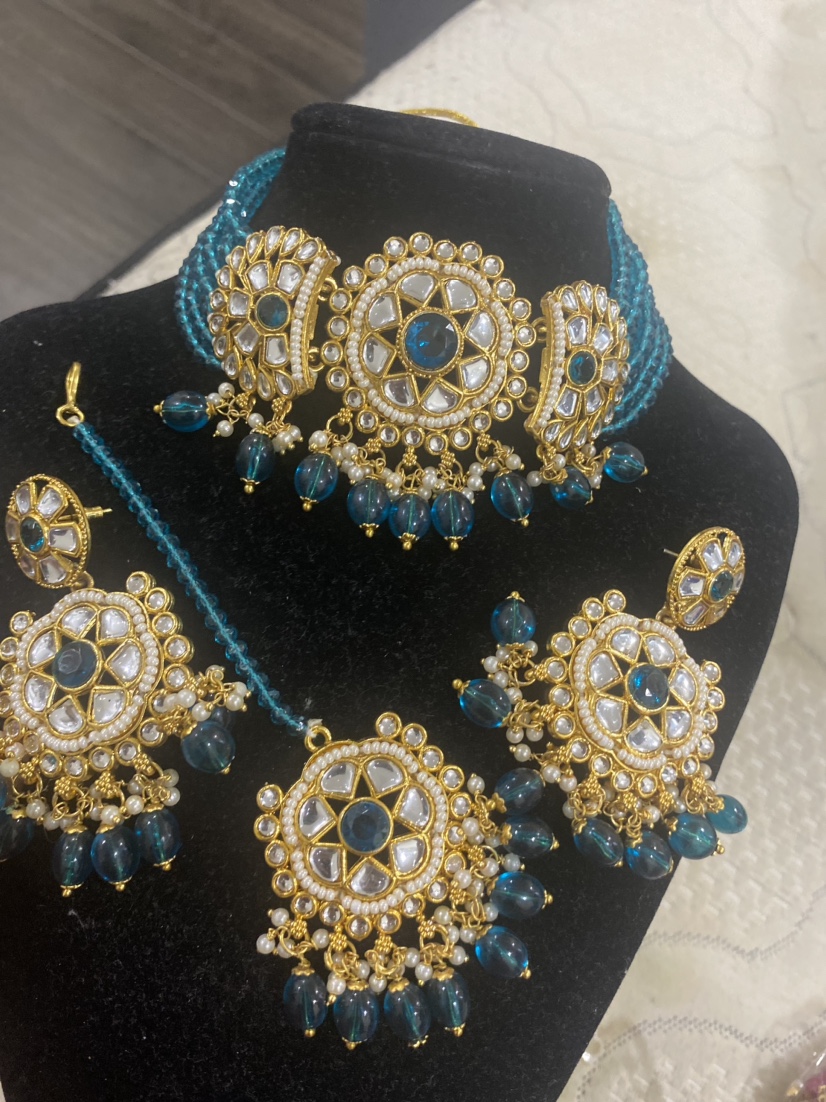 Kundan Jewelry Set ( New) peacock colour - photo 2