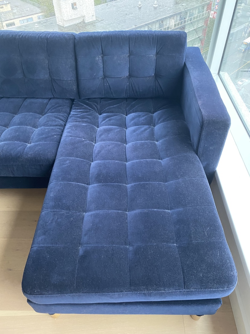 Blue Velvet Sectional Sofa - photo 4