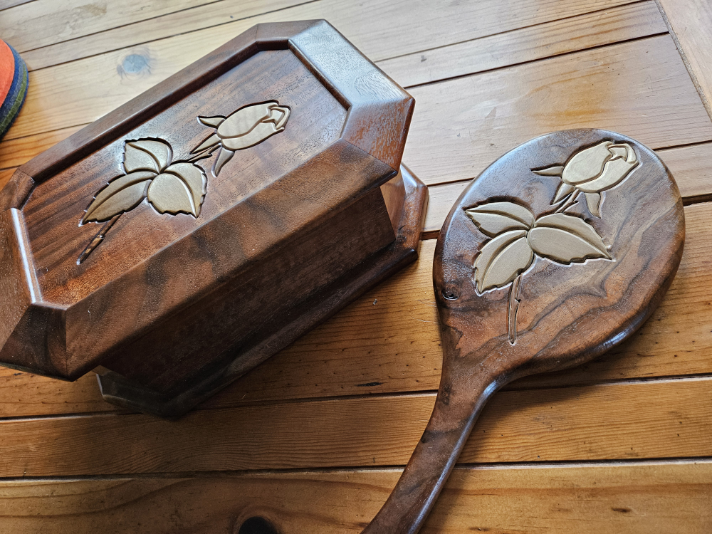 Wood Jewelry Box and Maching Mirror