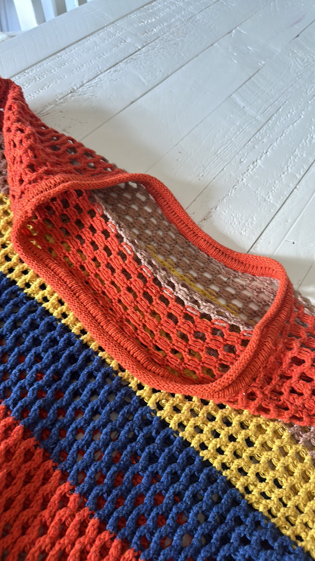 Handmade vintage crewneck fishnet crocheted sweater - photo 4