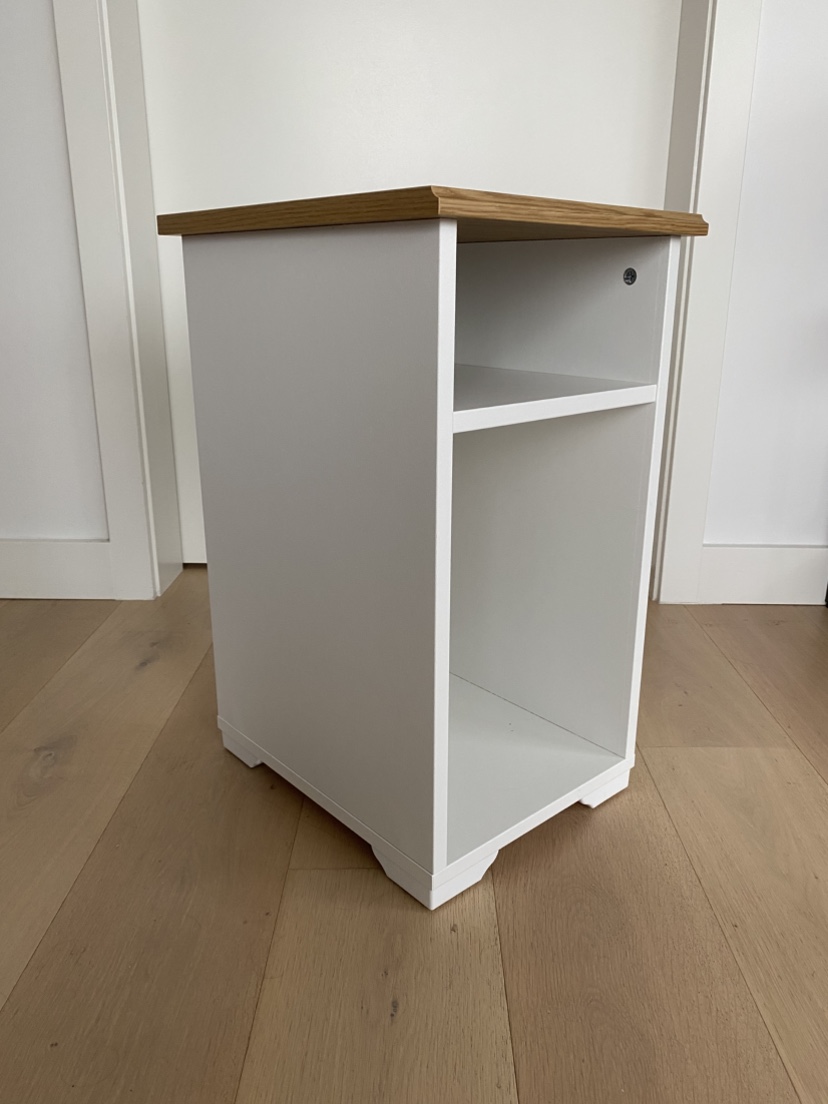2 White Bed Table with Shelf