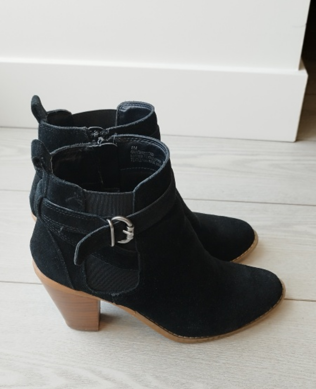 Black Suede Buckle Ankle Boots - photo 2