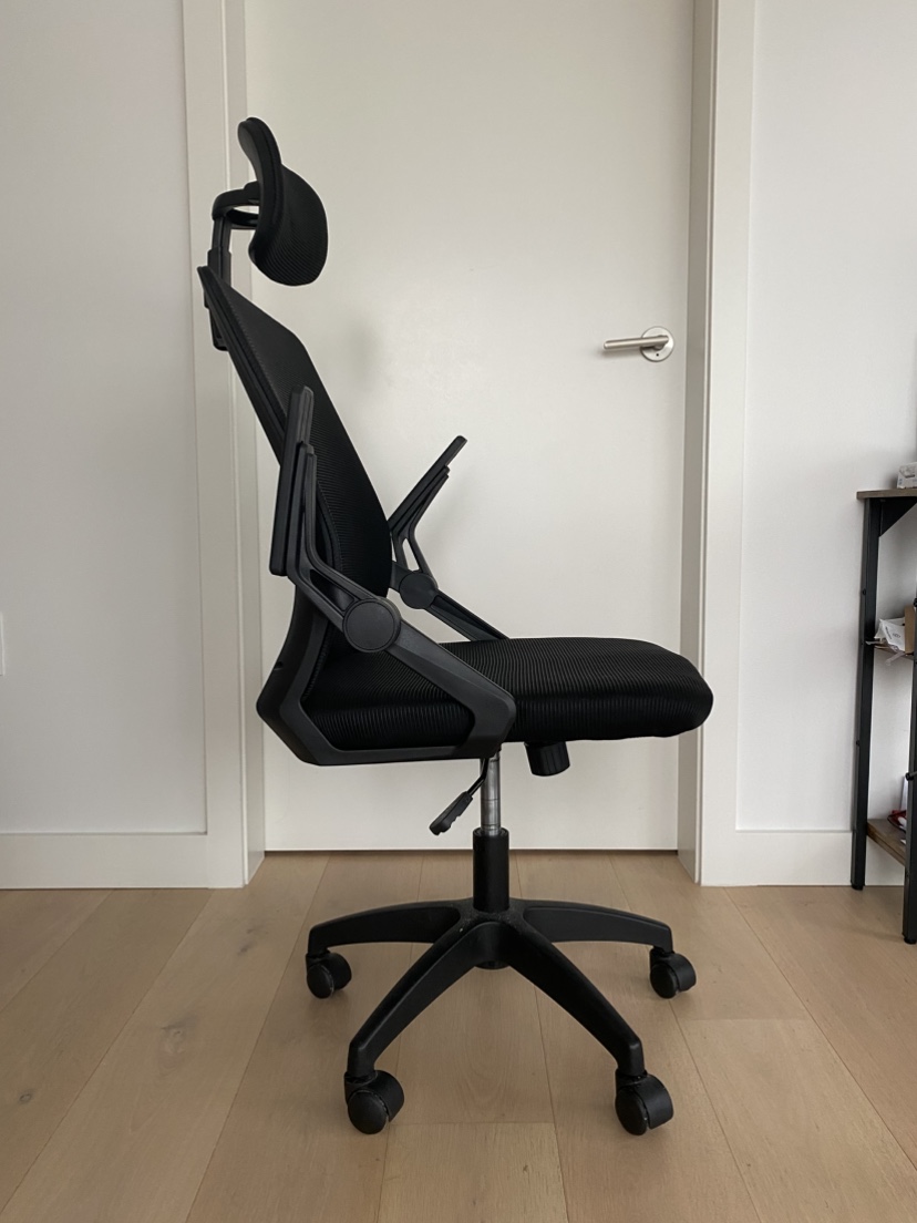 Black Office Chair with Headrest and Adjustable Arms