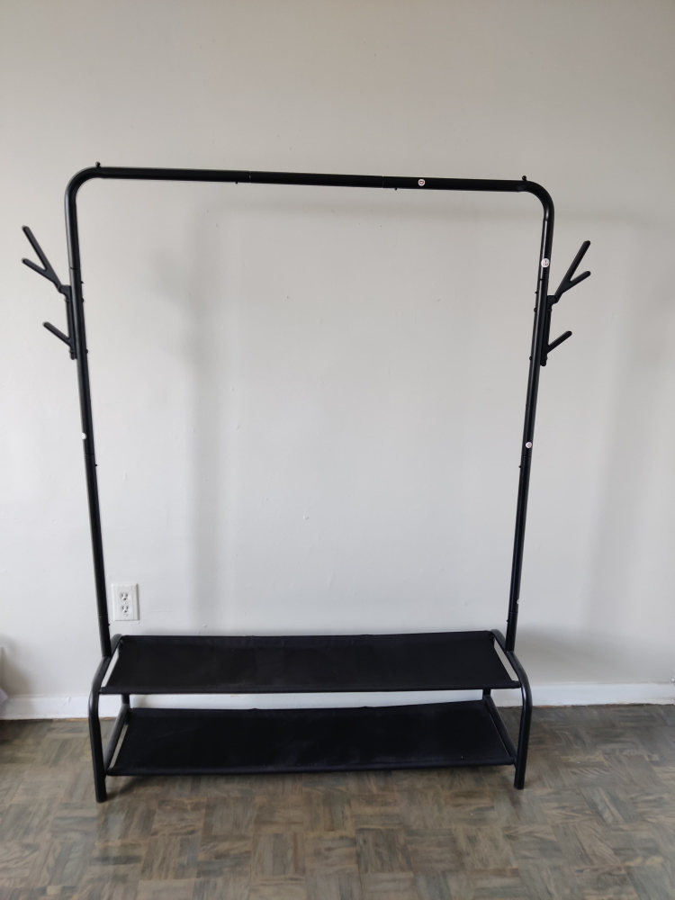 Black Clothing Rack with Shoe Shelf