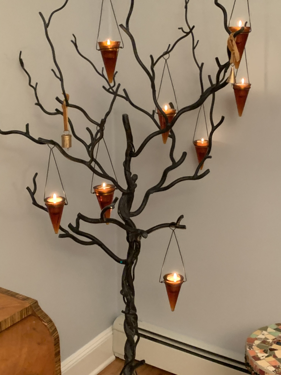 Branch Candle Holder with Ten Amber Glass Votives - photo 3