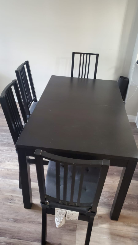 Black Extendable Dining Table and Four Chairs - photo 4