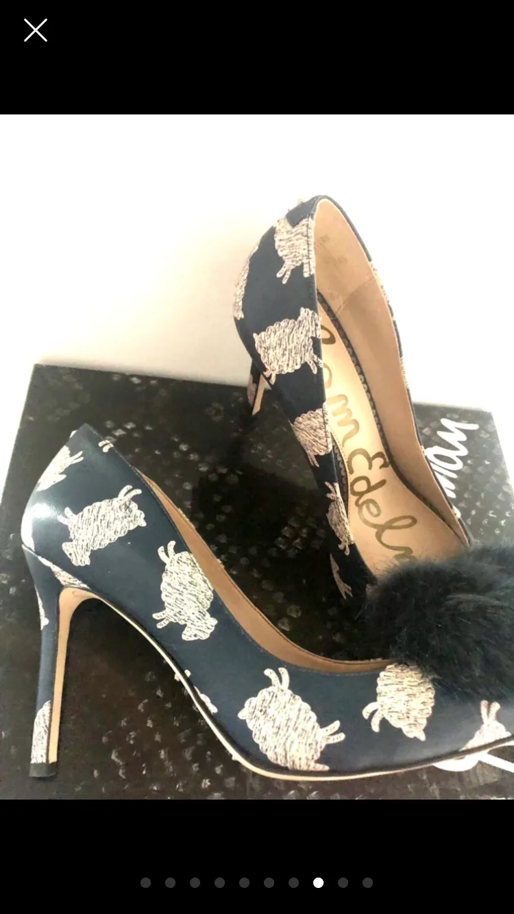 Sam Edelman Sheep Print Heels, Size 7.5 NEW image indicator(10)