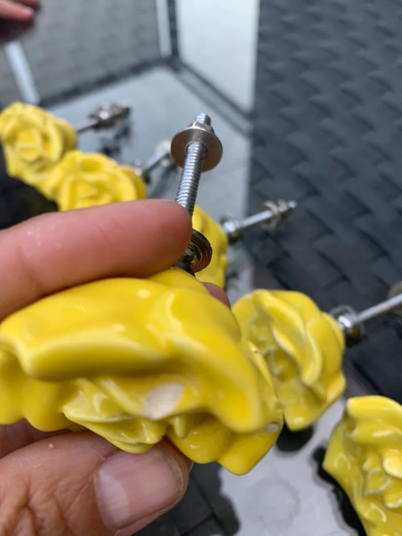 Set of 7 Yellow Rose Cabinet Knobs image indicator(4)