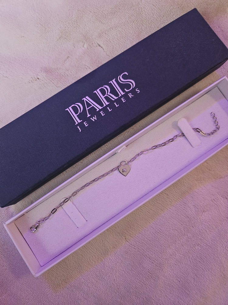 Paris Jewellers 6.5″+1″Heart Bracelet with White Topaz - photo 2