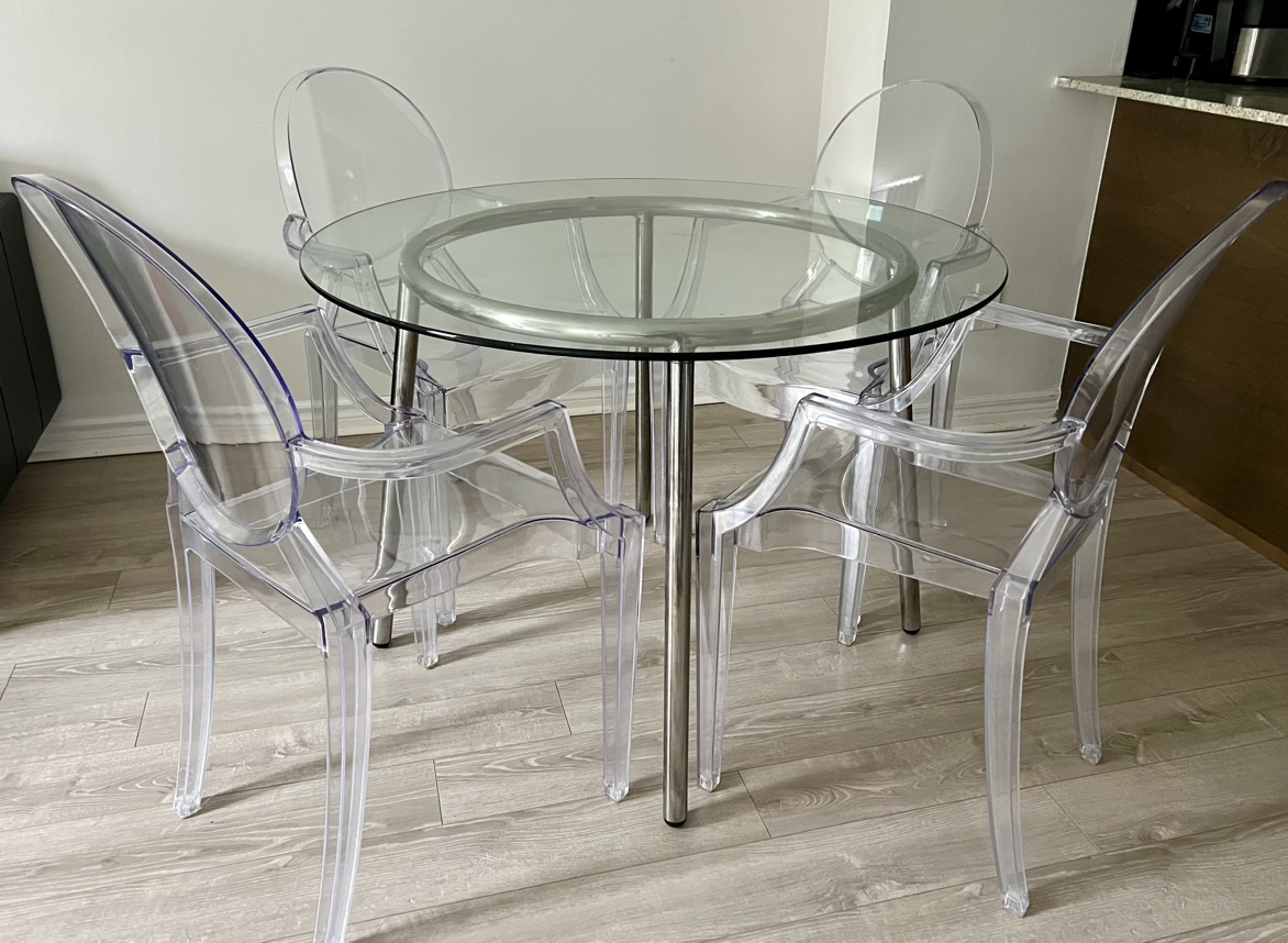 Glass Table with 4 Chairs