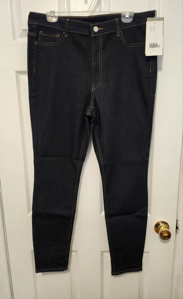 New H&M Women's Dark Blue High-Rise Jeggings - Size L image indicator(3)