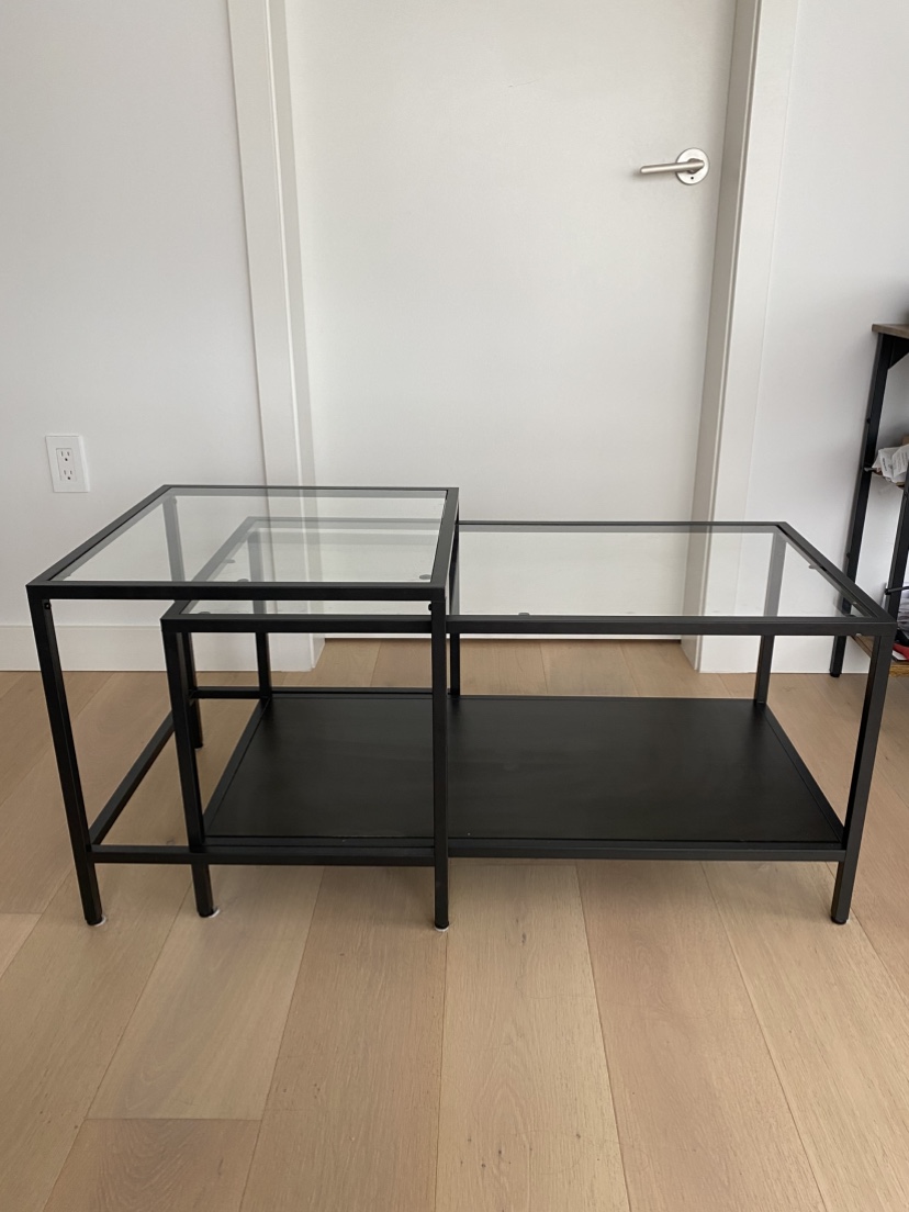 Glass and Metal Coffee Table Set - photo 2