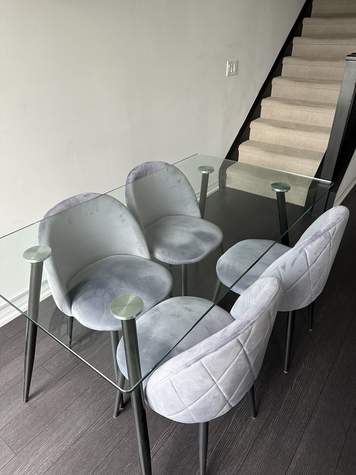 Dining Glass Table & Chairs (Set of 4)