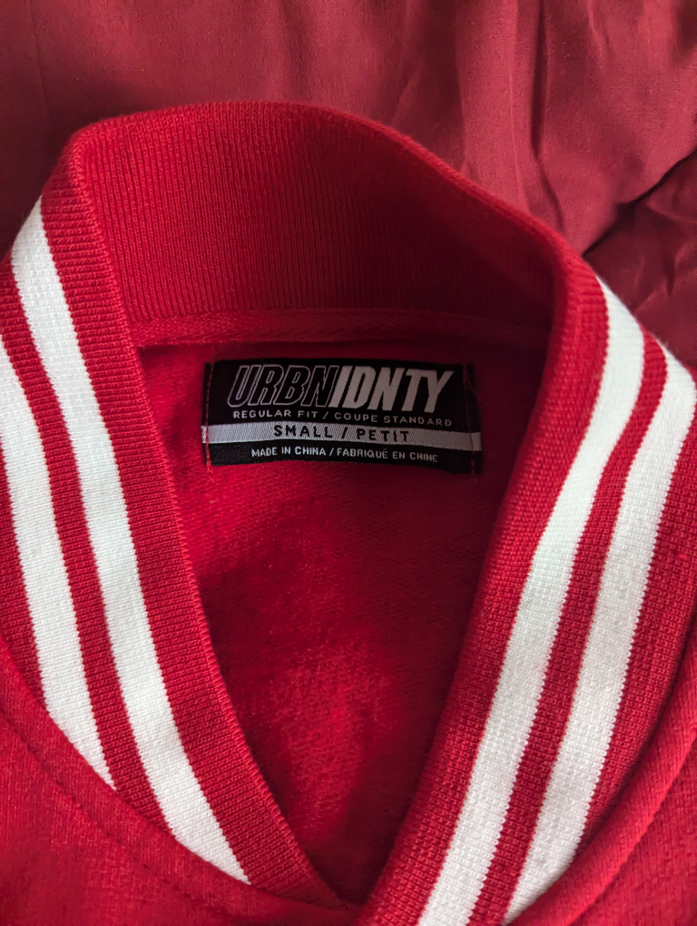 Red and White Varsity Jacket Urban Planet Men's - photo 2
