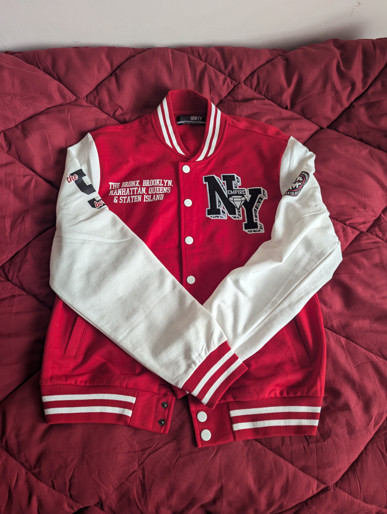 Red and White Varsity Jacket Urban Planet Men's - photo 5