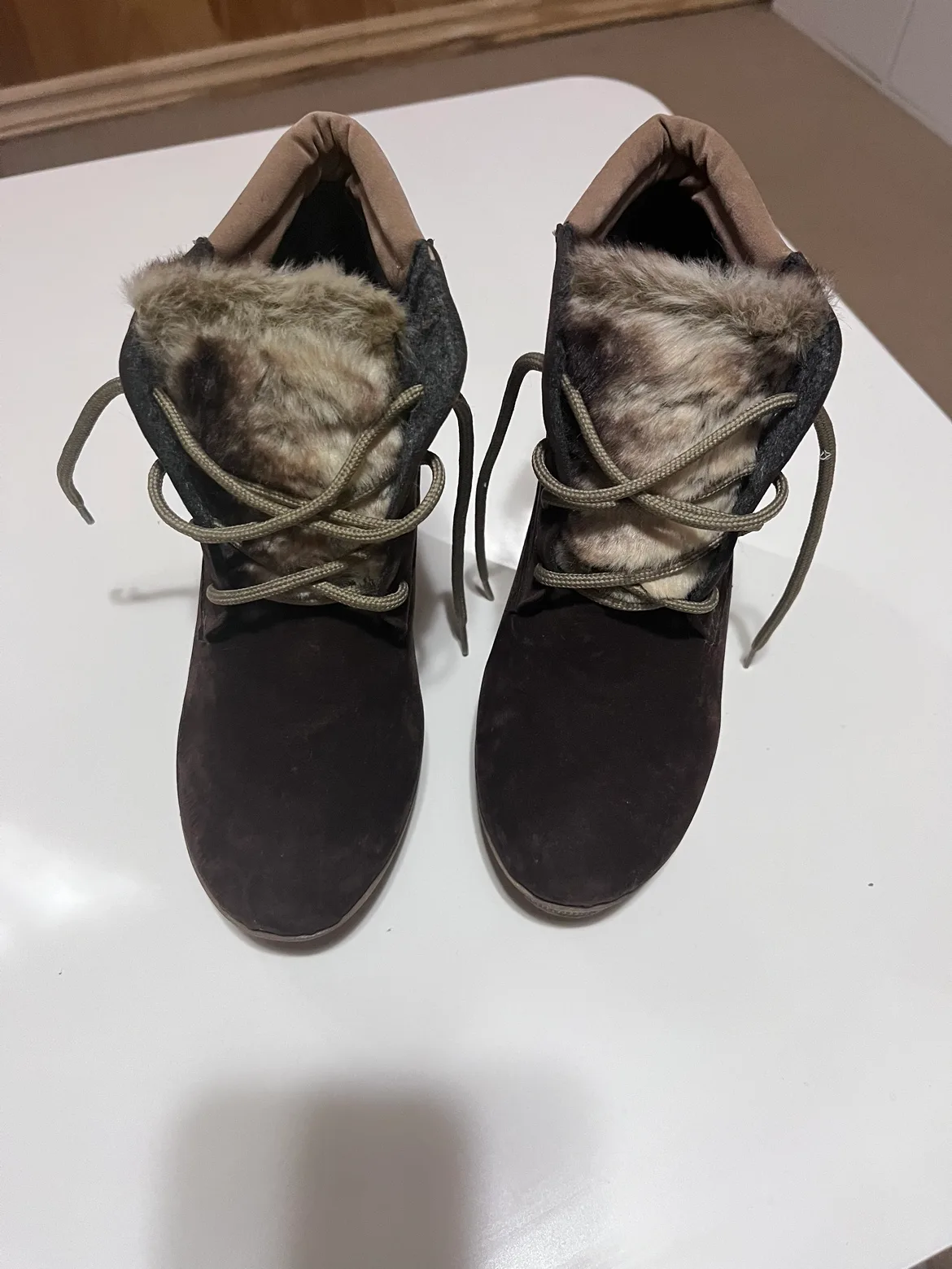 Brown Suede Wedge Booties image indicator(6)