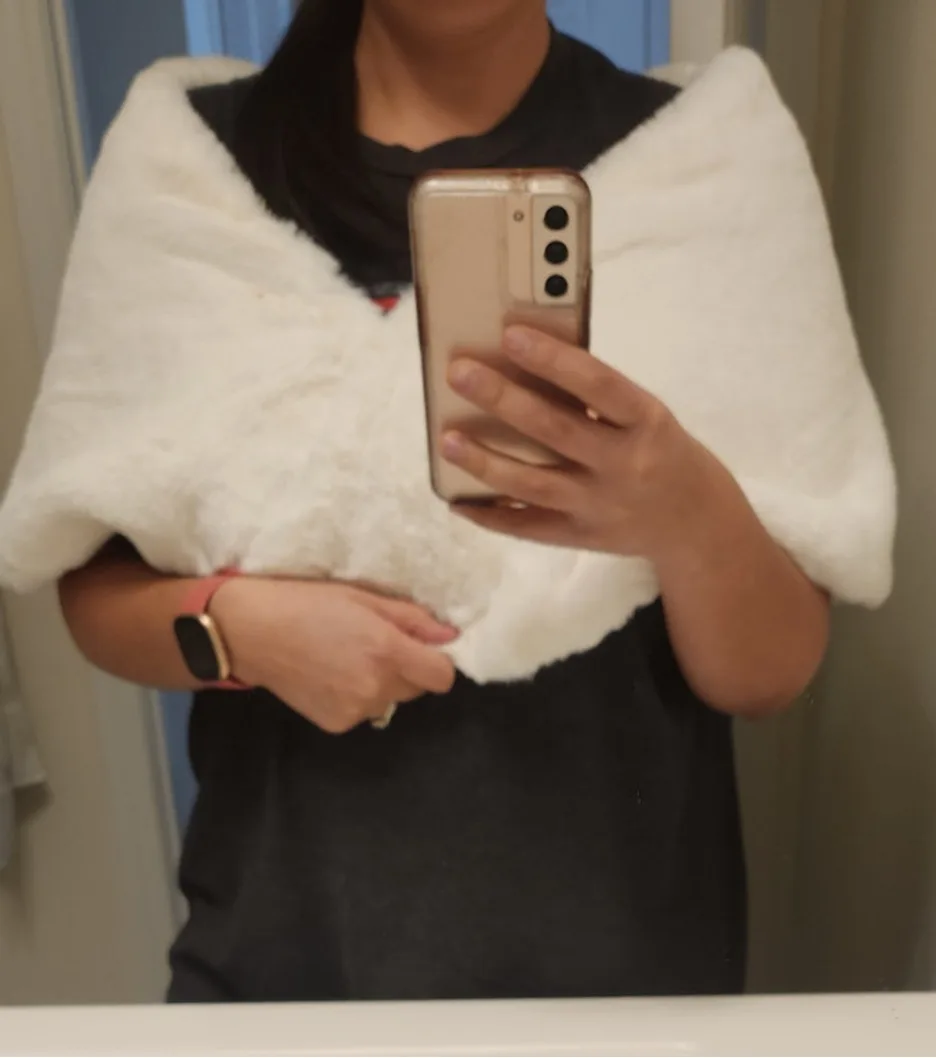 White Faux Fur Shawl (New) thumbnail