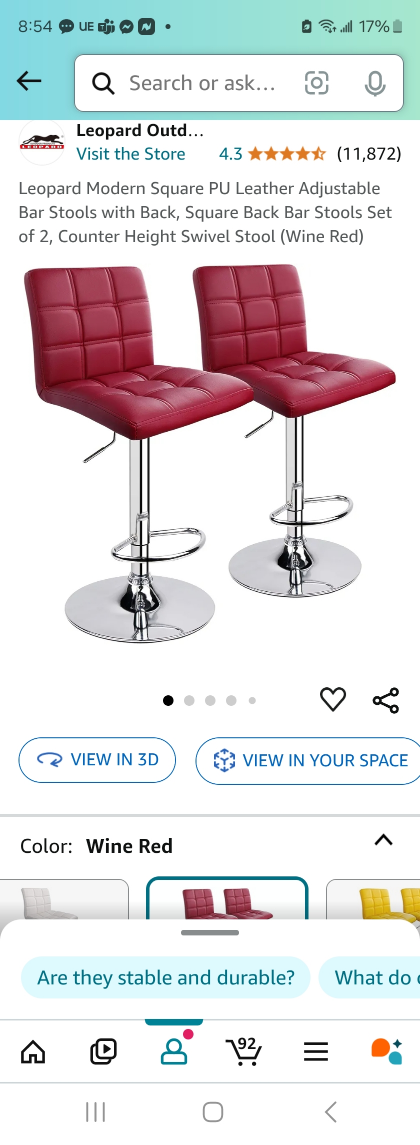 Red Bar Stools - Set of 2 - photo 3