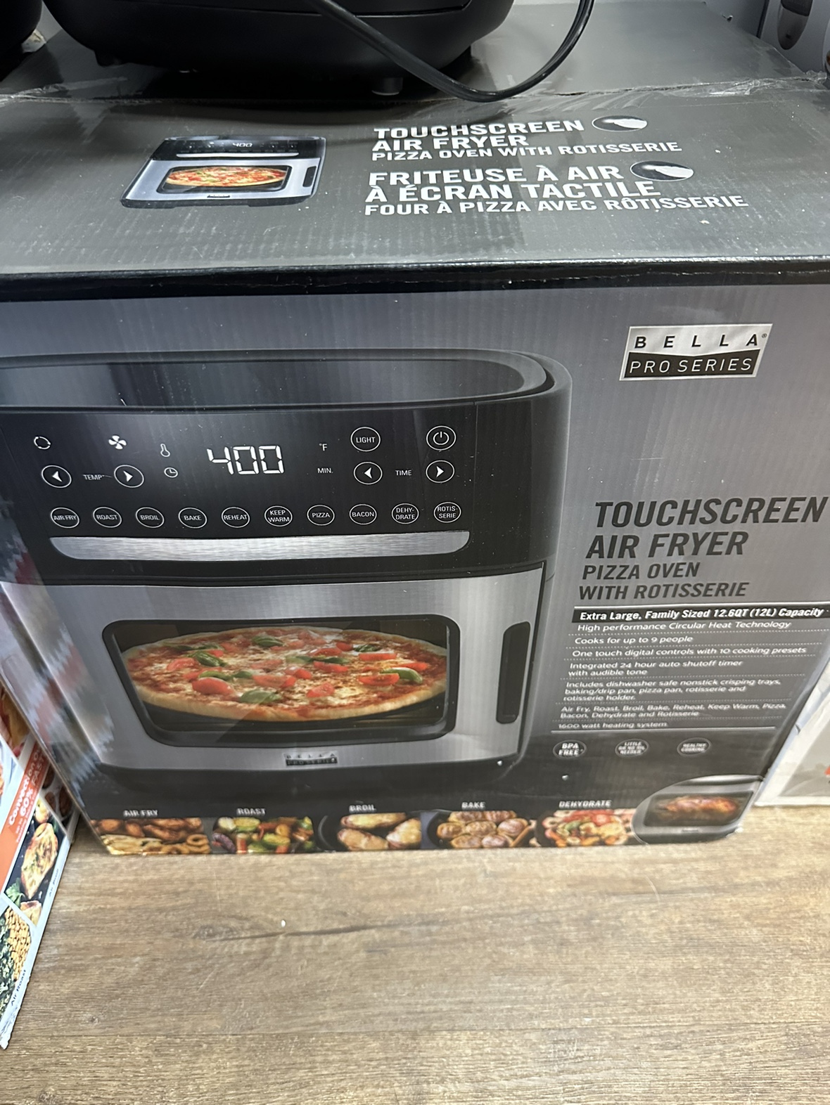 Bella Pro Manual Air Fryer Pizza Oven with Rotisserie - 12L