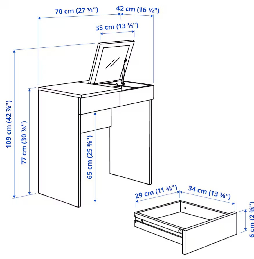 IKEA White Vanity Desk with Mirror - photo 2