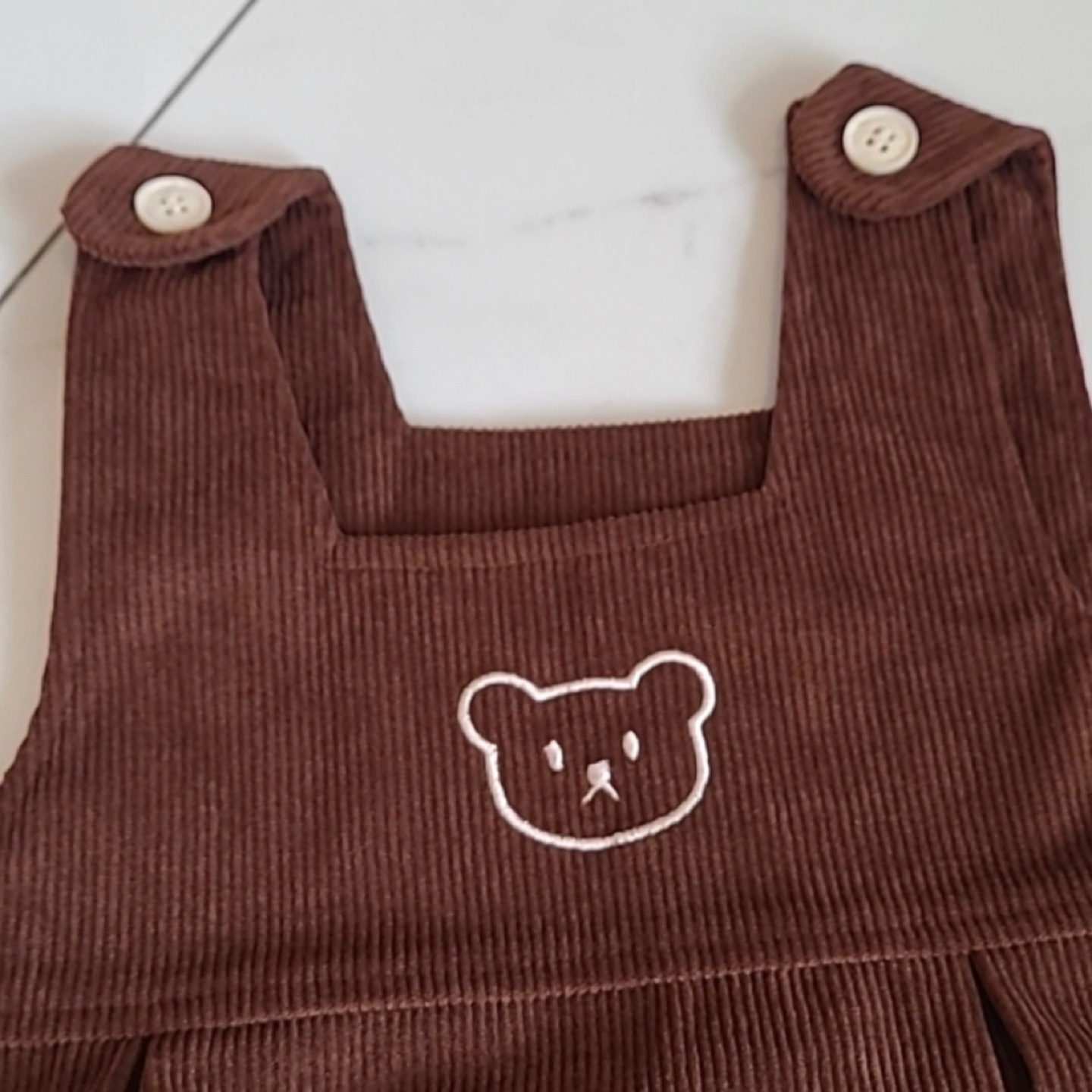 Brown Corduroy Baby Jumpsuit and Striped Shirt - photo 2
