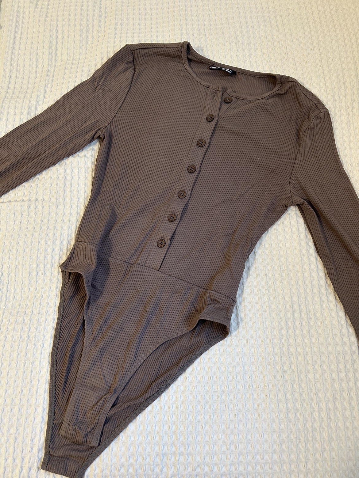 SHEIN Long Sleeve Bodysuit - Chocolate Brown - photo 2