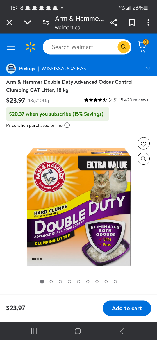 Arm & Hammer Clumping Cat Litter Value size 18kg - photo 2