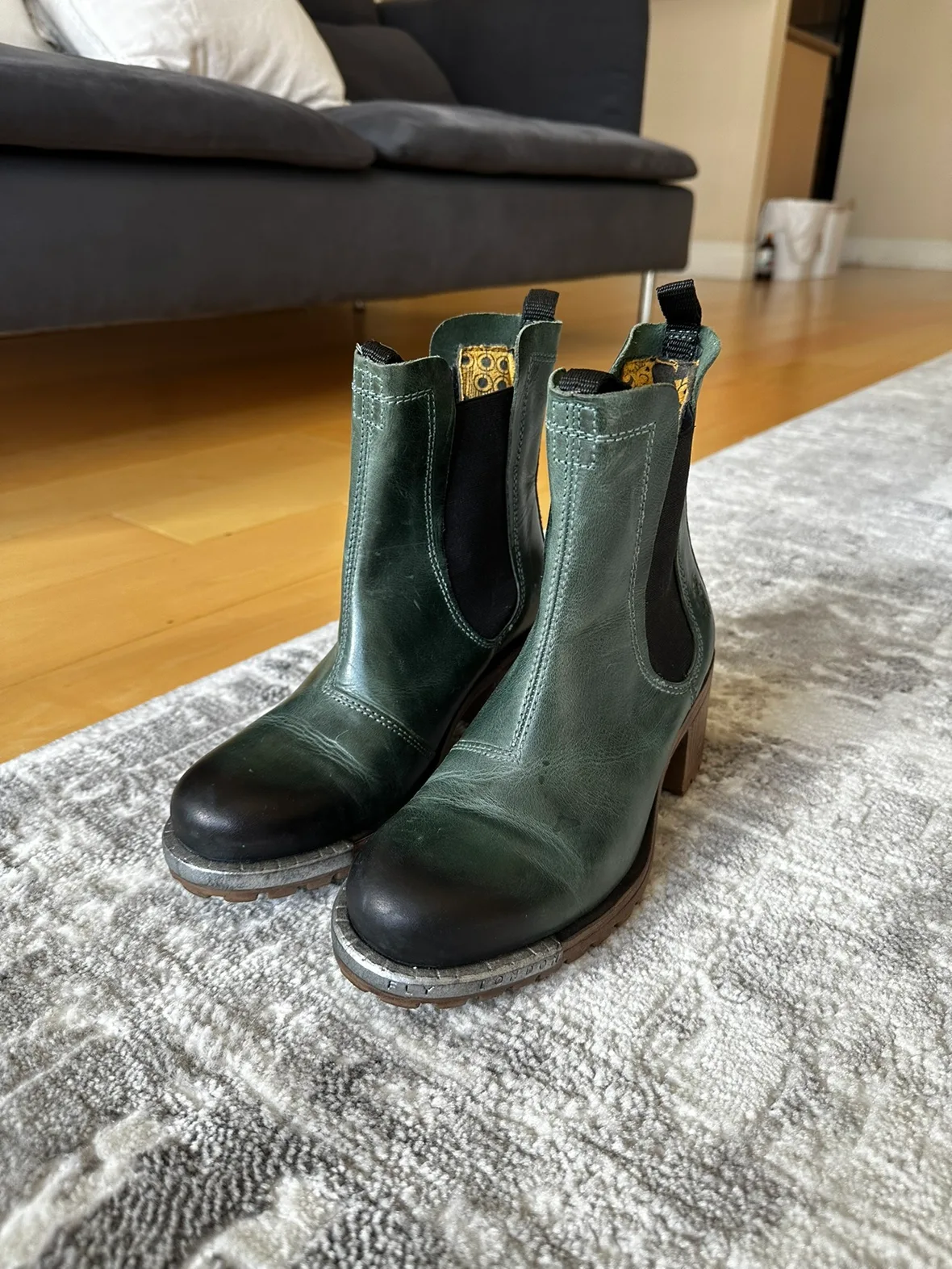 Fly London Green Leather Boots thumbnail