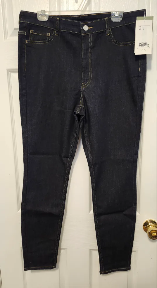 New H&M Women's Dark Blue High-Rise Jeggings - Size L image indicator(4)