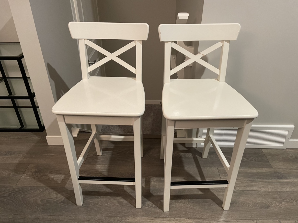 Set of 2 White Counter Height Stools