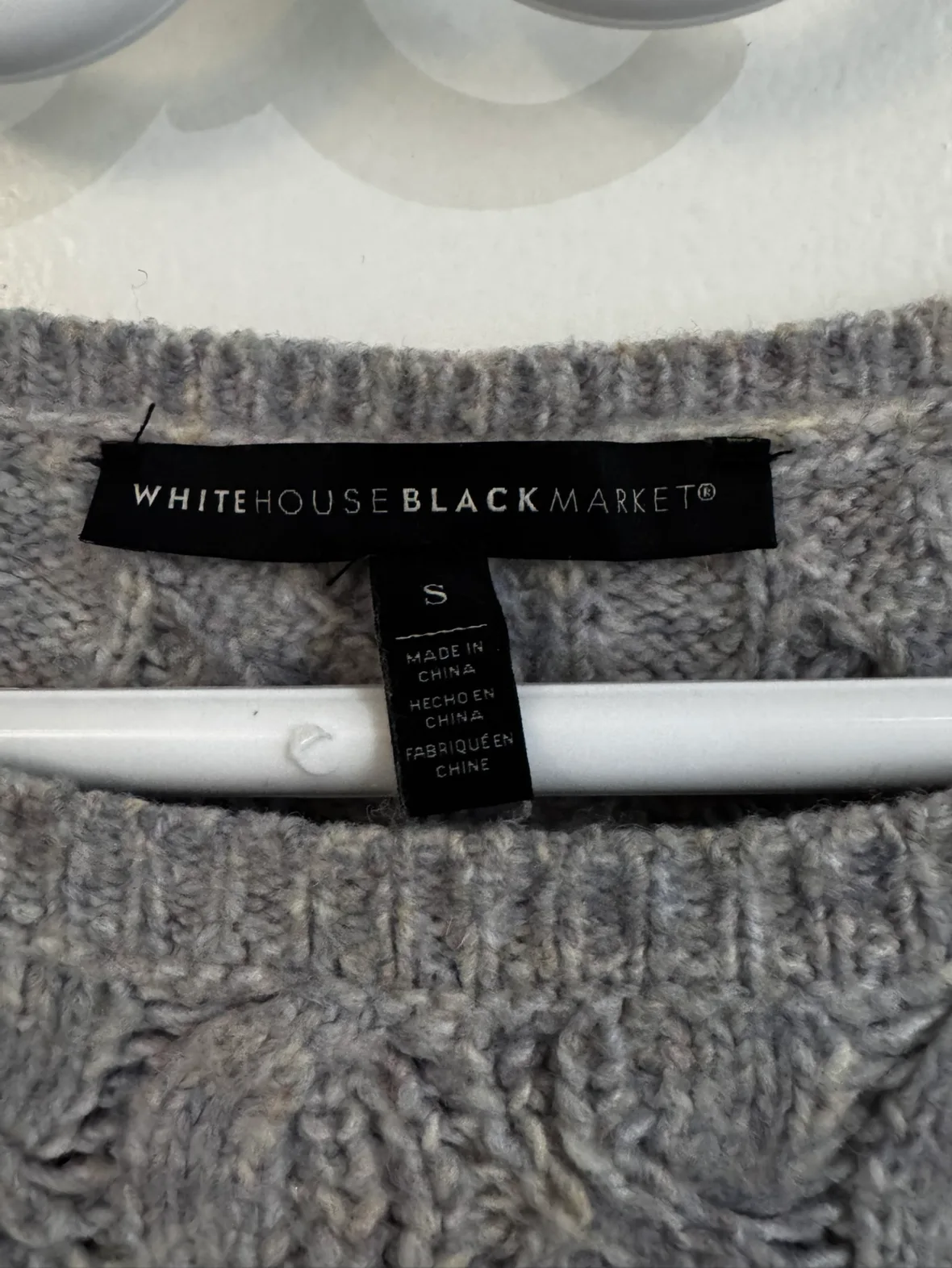 White House Black Market Grey Cable Knit Sweater image indicator(2)