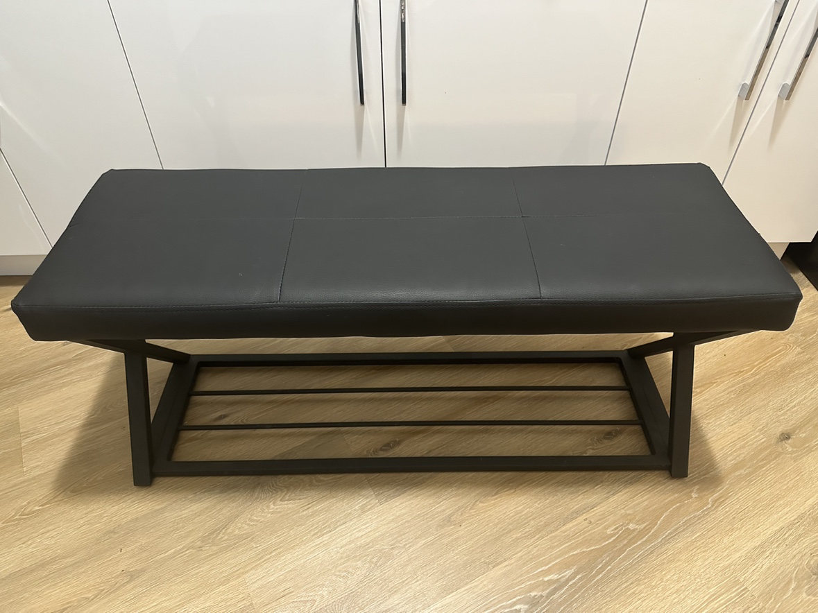 Black Faux Leather Entryway Bench - Excellent Condition - photo 3