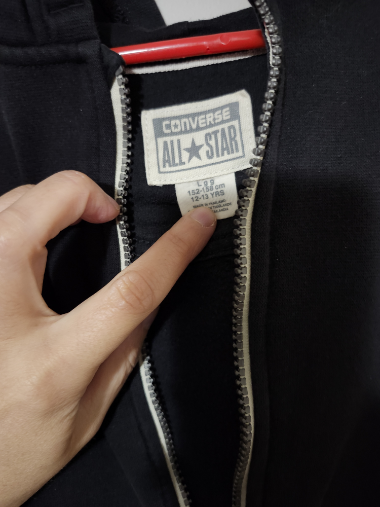 $5 Converse All Star Black Zip Up Hoodie Size L - photo 4